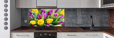 Kitchen wall panels Colorful tulips