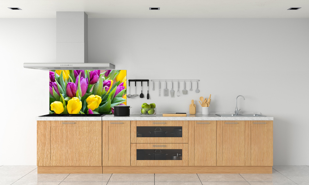 Kitchen wall panels Colorful tulips