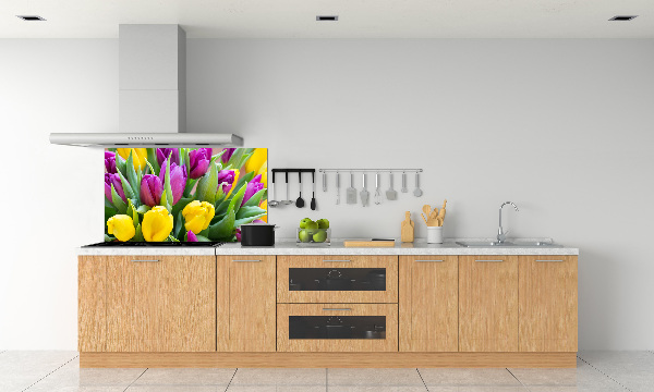 Kitchen wall panels Colorful tulips