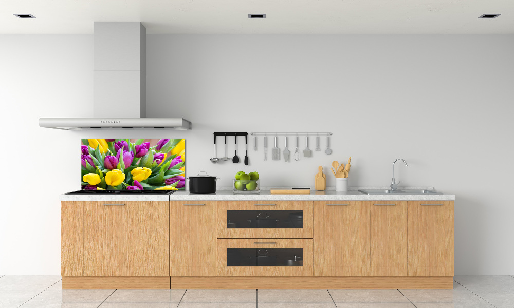 Kitchen wall panels Colorful tulips