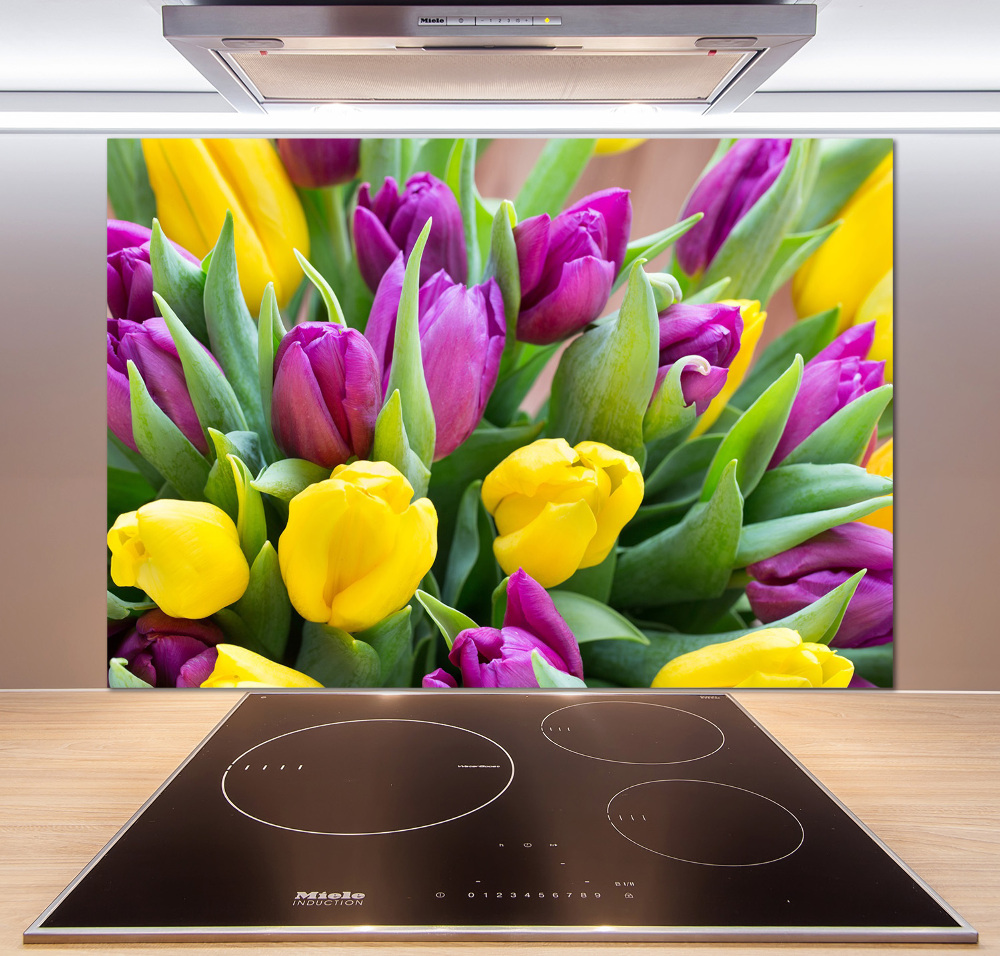 Kitchen wall panels Colorful tulips