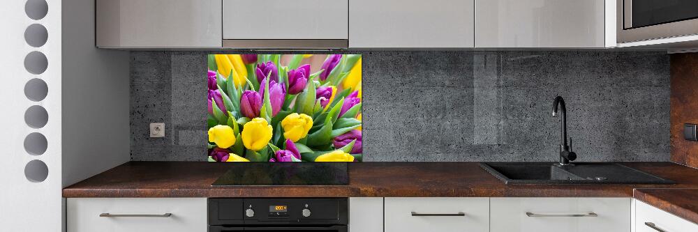 Kitchen wall panels Colorful tulips