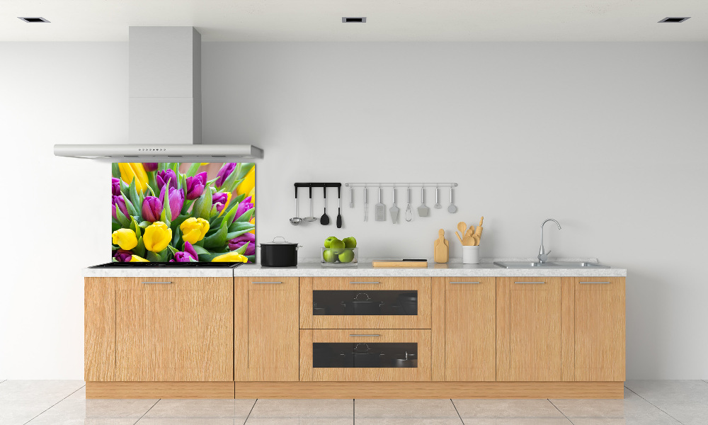 Kitchen wall panels Colorful tulips