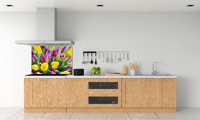 Kitchen wall panels Colorful tulips