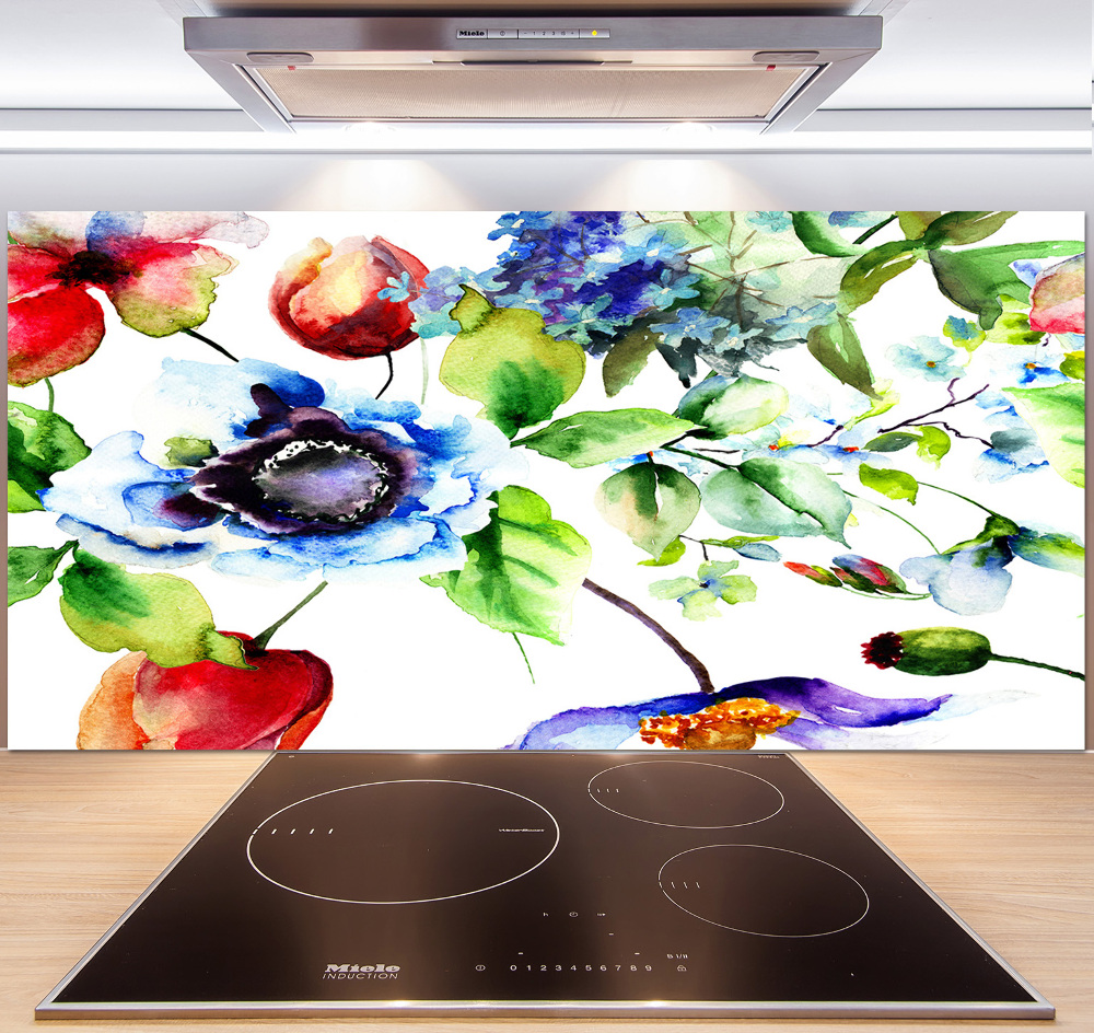 Kitchen splashback Spring flowers