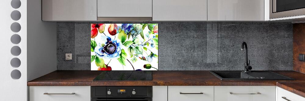 Kitchen splashback Spring flowers