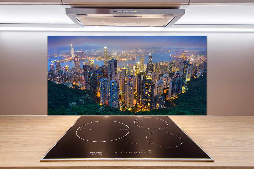 Glass splashback Hong Kong at night