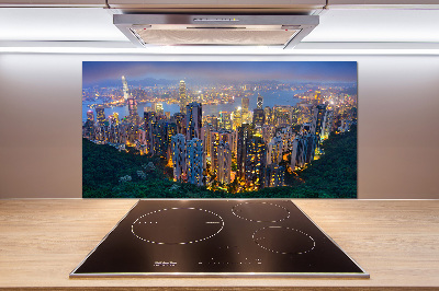 Glass splashback Hong Kong at night