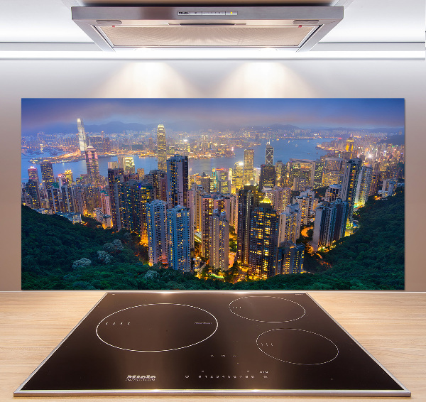 Glass splashback Hong Kong at night