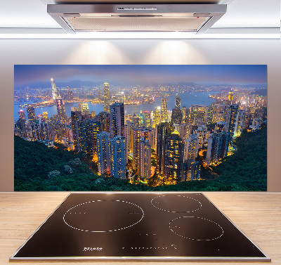 Glass splashback Hong Kong at night