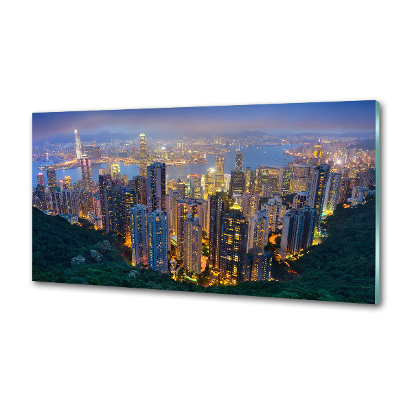 Glass splashback Hong Kong at night