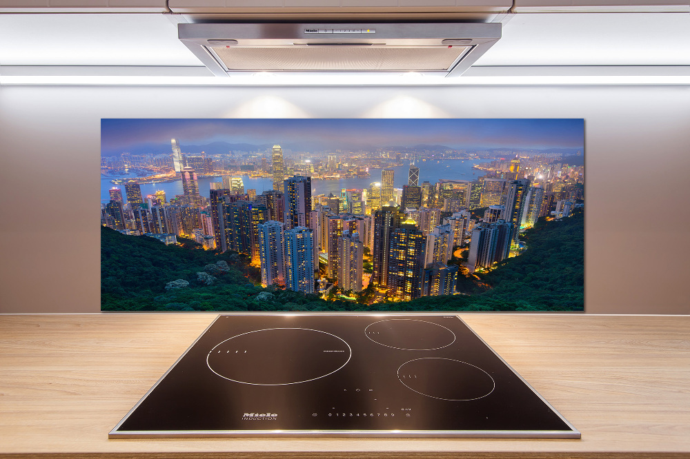 Glass splashback Hong Kong at night