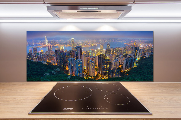 Glass splashback Hong Kong at night