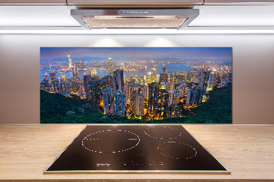 Glass splashback Hong Kong at night