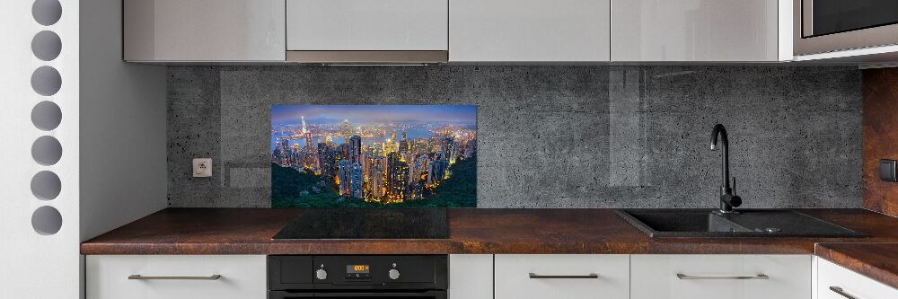 Glass splashback Hong Kong at night