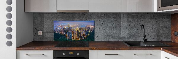 Glass splashback Hong Kong at night