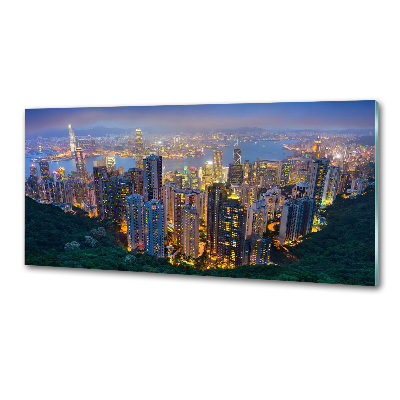 Glass splashback Hong Kong at night