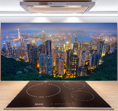 Glass splashback Hong Kong at night