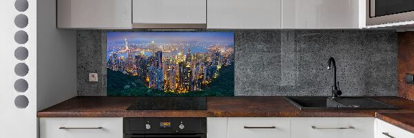 Glass splashback Hong Kong at night