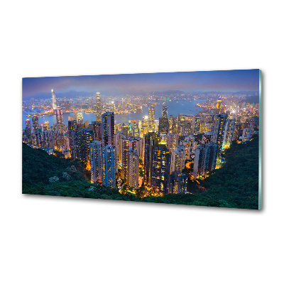 Glass splashback Hong Kong at night