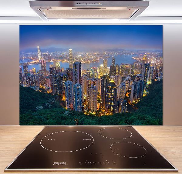 Glass splashback Hong Kong at night