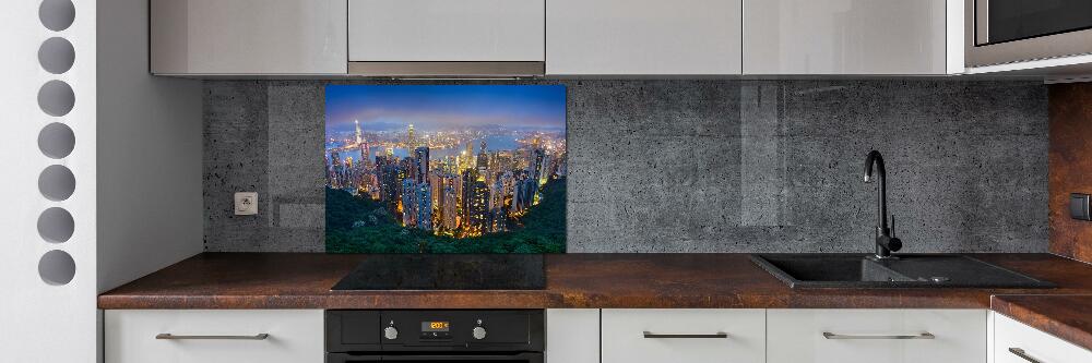 Glass splashback Hong Kong at night