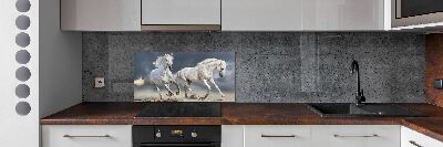 Kitchen splashback White horses beach