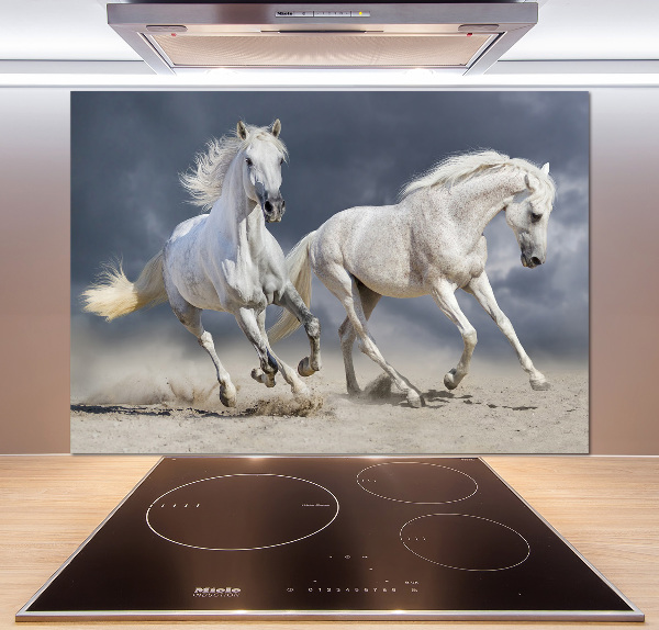 Kitchen splashback White horses beach