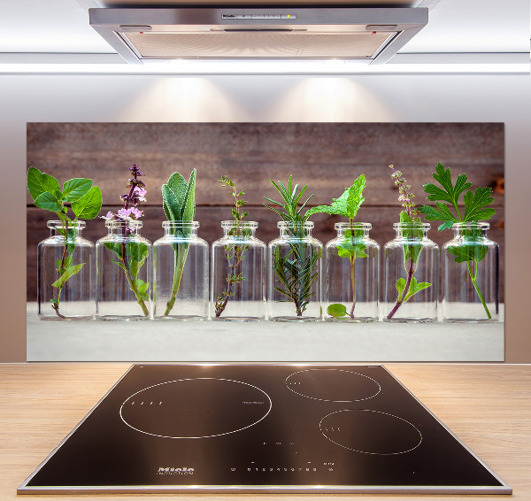 Hob splashback Plants in jars