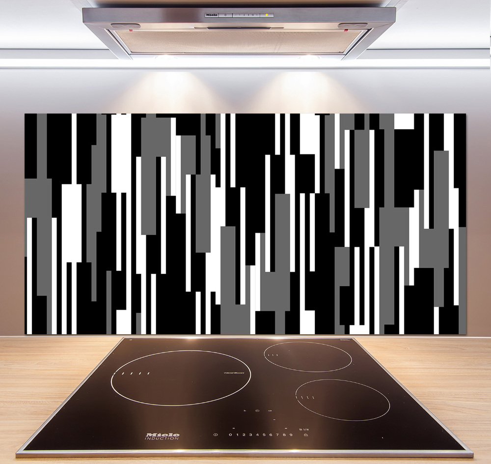 Kitchen splashback Black and white lines