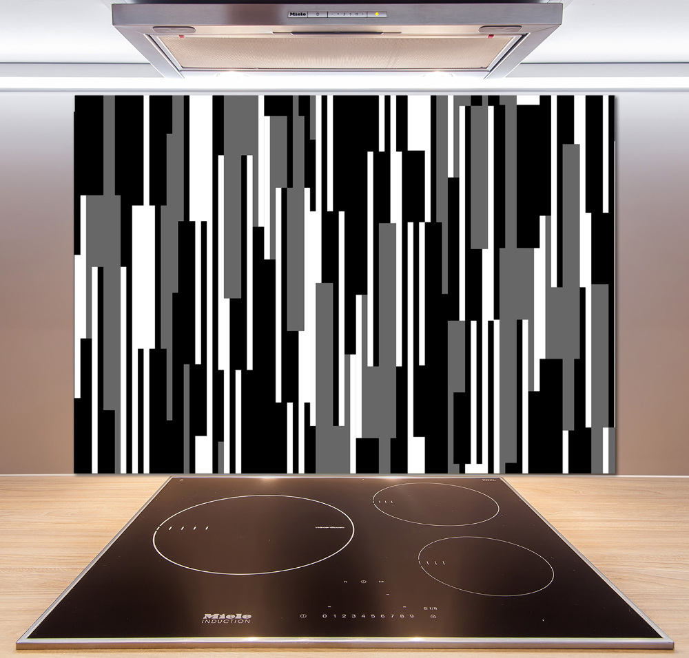 Kitchen splashback Black and white lines