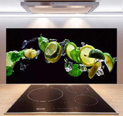 Glass splashback Lime and lemon