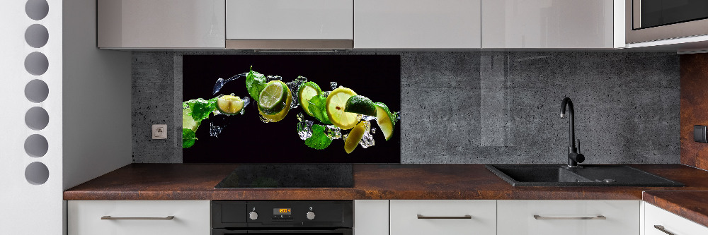 Glass splashback Lime and lemon