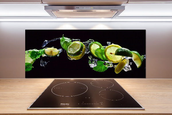 Glass splashback Lime and lemon