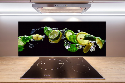 Glass splashback Lime and lemon