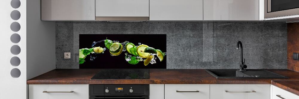 Glass splashback Lime and lemon