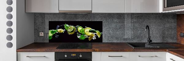 Glass splashback Lime and lemon