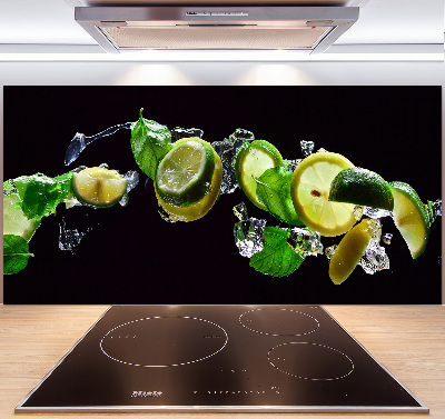 Glass splashback Lime and lemon