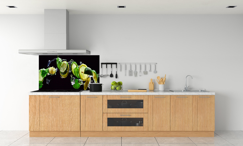 Glass splashback Lime and lemon