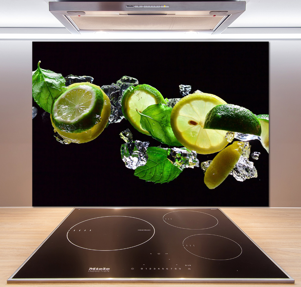 Glass splashback Lime and lemon