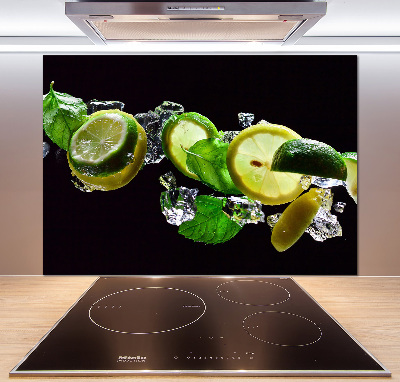 Glass splashback Lime and lemon