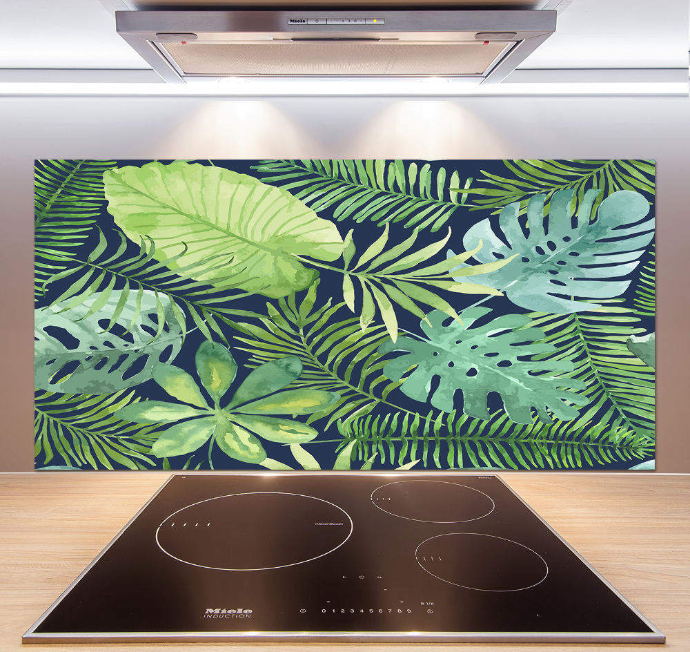 Cooker splashback Tropical leaves