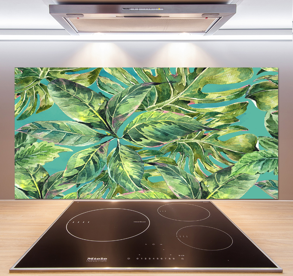 Cooker splashback Tropical leaves