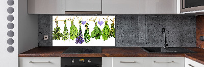 Glass splashback Herbs on a string