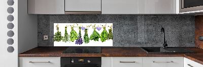 Glass splashback Herbs on a string