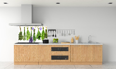 Glass splashback Herbs on a string