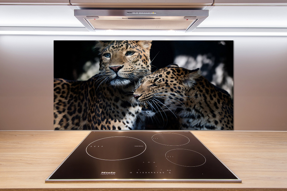 Glass splashback Two leopards