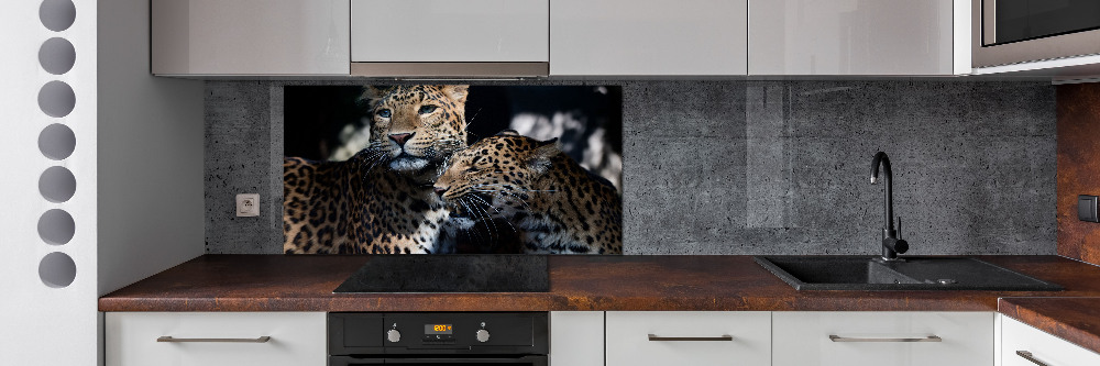 Glass splashback Two leopards