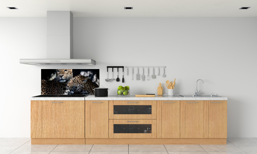 Glass splashback Two leopards