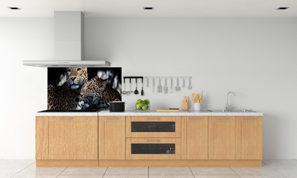 Glass splashback Two leopards